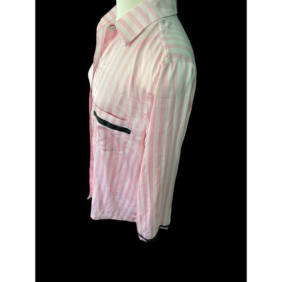 NWOT Victoria’s Secret pink striped satin sleep top Medium - Picture 4 of 5